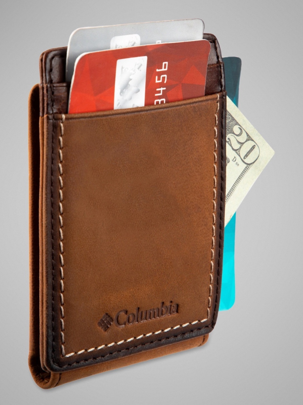 NEW! Columbia Men's Zion Park Front Pocket Wallet Slim Genuine Leather NWOT
